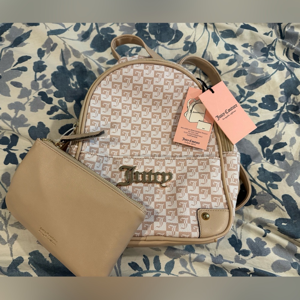 Juicy Couture Tan and Cream Backpack with Removable Pouch